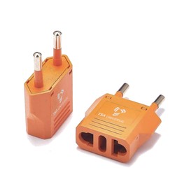 United States to Uzbekistan Travel Power Adapter to Connect North American Electrical Plugs to Uzbek Outlets for Cell Phones, Tablets, eReaders, and More (2-Pack, Orange)