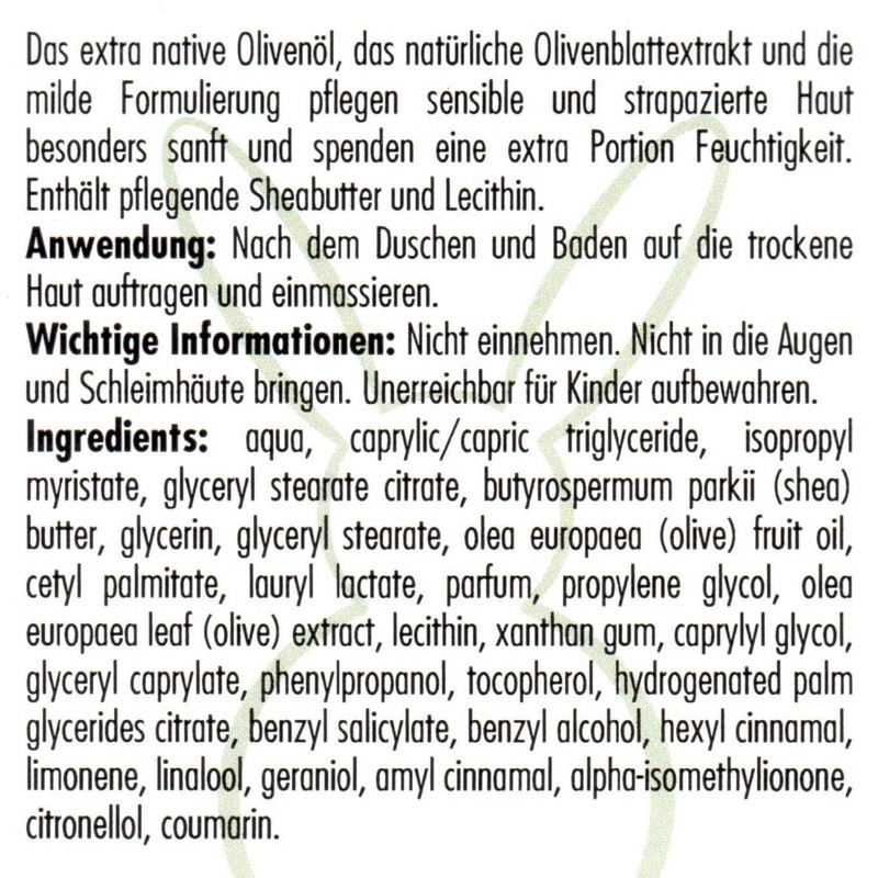 Haslinger Nr. 2514, Oliven Bodylotion / Körpermilch mit Olivenblattextrakt &
