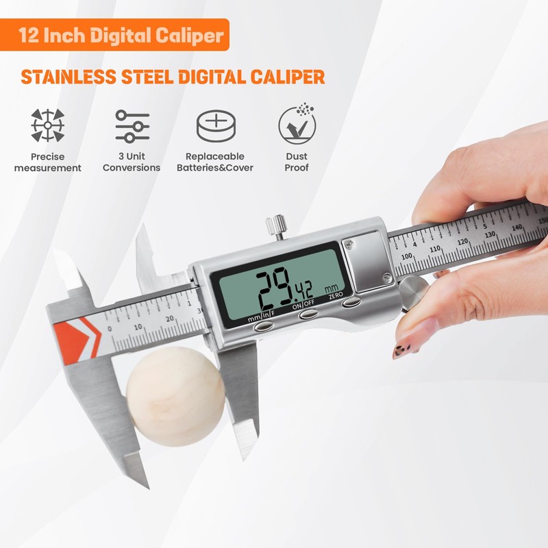 Digital Caliper, HARDELL Caliper Measuring Tool 8 Inch/200mm, 0.001" High-Precision