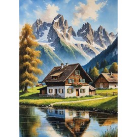 QENSPE Snow Mountain Diamond Painting Landscape 5D Diamond Complete Painting Set for Adults, Home Diamond Art Painting DIY Diamond Art Craft for Beginners Wall Decor 30 x 40 cm