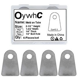Weld on Tabs, Steel shock mount Weld Tab, Universal Weld on Tabs Flat Bottom Mount with a 1/2" Hole.2-1/2" Height, 1-3/4" Wide, 1/4" Thick Pack Of 4 Tabs Steel Mounting Bracket OywhC-3