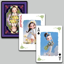 strublfe Sunshine Girl Themed Playing Cards, 54 Unique Designs Deck of Cards, Poker Cards, International Standard Size, Suitable for Travel, Party Entertainment.(Purple)