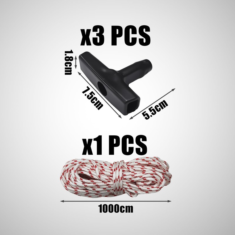 1 Set 10M Recoil Start Rope, 3 Black Start Handles,