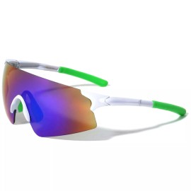 Sport Sunglasses Cycling Running Glasses UV Protection White Frame Blue Mirror
