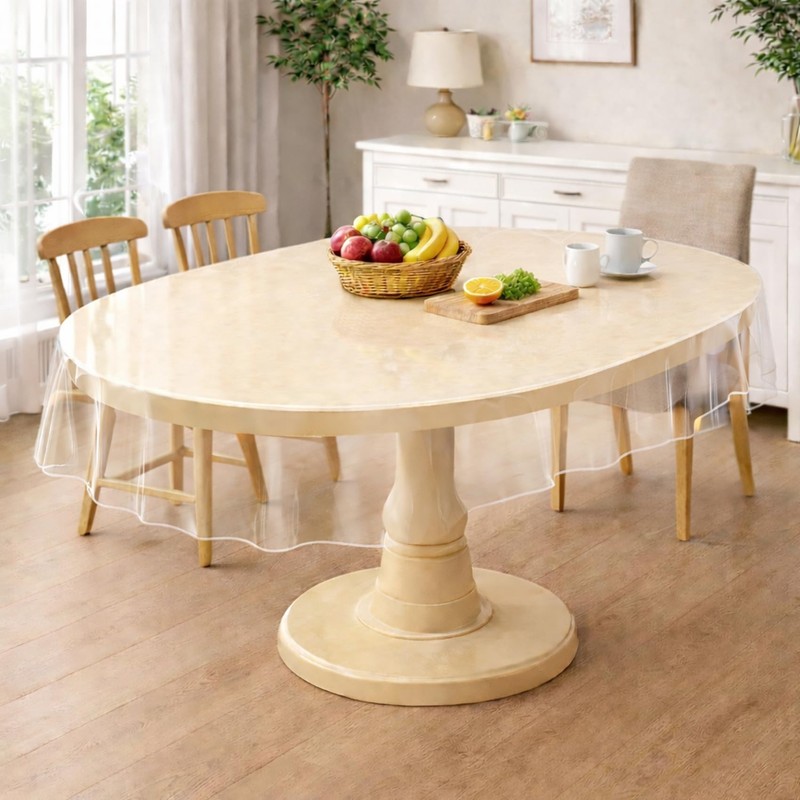 Zyntrifugal Clear Oval Table Cover Protector 52 x 70 in
