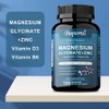 Magnesium Glycine 500mg Capsules with Zinc Vitamin D3 B6 – Relaxing Effect – Unisex Vegetarian Capsules, 60 Tablets, 2 Count / 마그네슘 글리신 500mg 캡슐 (아연 비타민 D3 B6 함유) – 긴장 완화 효과 – 남녀 공용 채식주의자용 캡슐, 60정, 2개