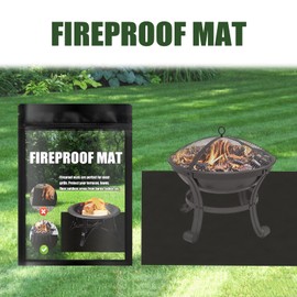 Fire Pit Mat Heat Proof Rectangle Mat for Outdoor Patio Deck Grass Lawn Protection - Folding and Portable 3 Layer Large Heat Shield Grill Fireproof Mat BBQ Camping Bonfires Utensils - Black 183*99cm