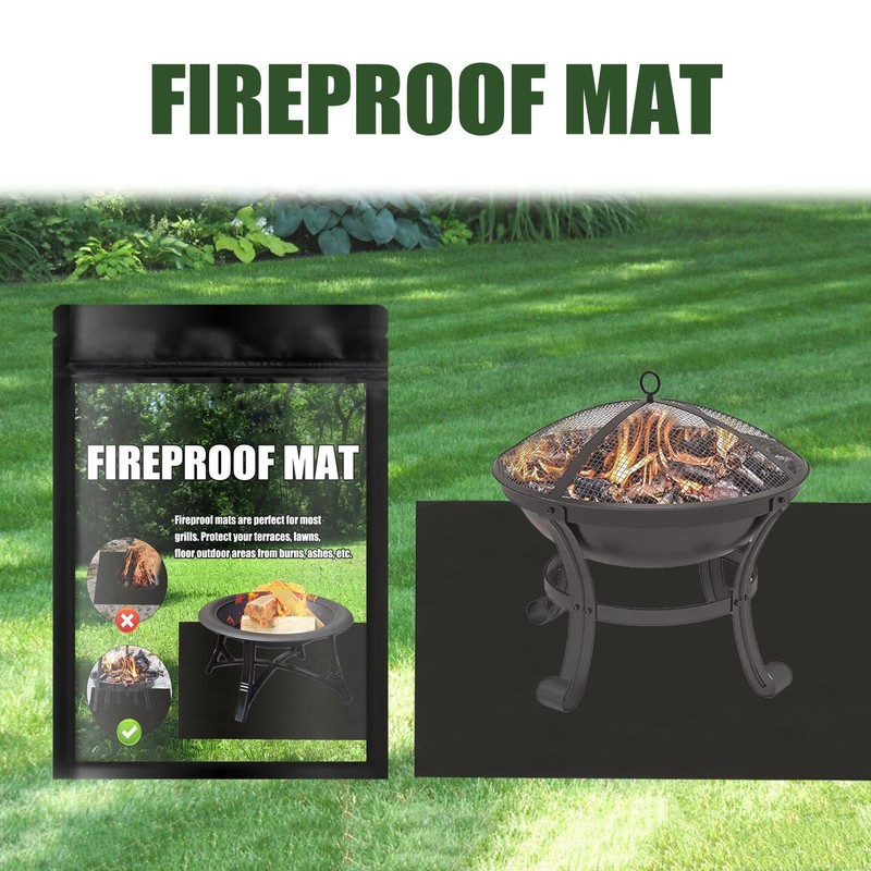 Fire Pit Mat Heat Proof Rectangle Mat for Outdoor Patio