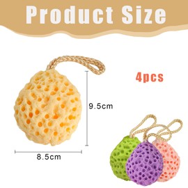 4 Stück Duschschwamm Körper,Dusche Ultraweich Badeschwamm,Waschschwamm Körper,Sanfter Peeling Schwamm Körper,Baden Wabenschwamm Natürlicher Viel Schaum Duschzubehör,Körperschwamm für Frauen Männer