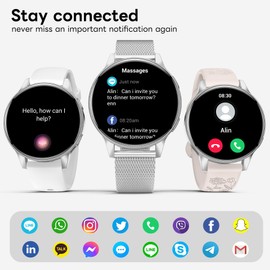 Lefitus Smart Watch for Women, 1.27" HD Touchscreen Smartwatch with Bluetooth Call & Text Notification, 130+ Sport Modes, IP68 Waterproof Fitness Tracker with Heart Rate/Sleep Monitor, 3 Bands