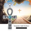 Ankh Necklace 925 Sterling Silver Turquoise Ankh Cross Pendant Necklace