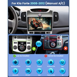 4+64G Android 13 Car Radio for Kia Forte 2008-2012 (Manual A/C) - Wireless Carplay & Android Auto - 9 Inch Touchscreen Radio with 32 EQ DSP/5GHz WiFi/GPS/SWC/Split Screen + AHD Rear View Camera