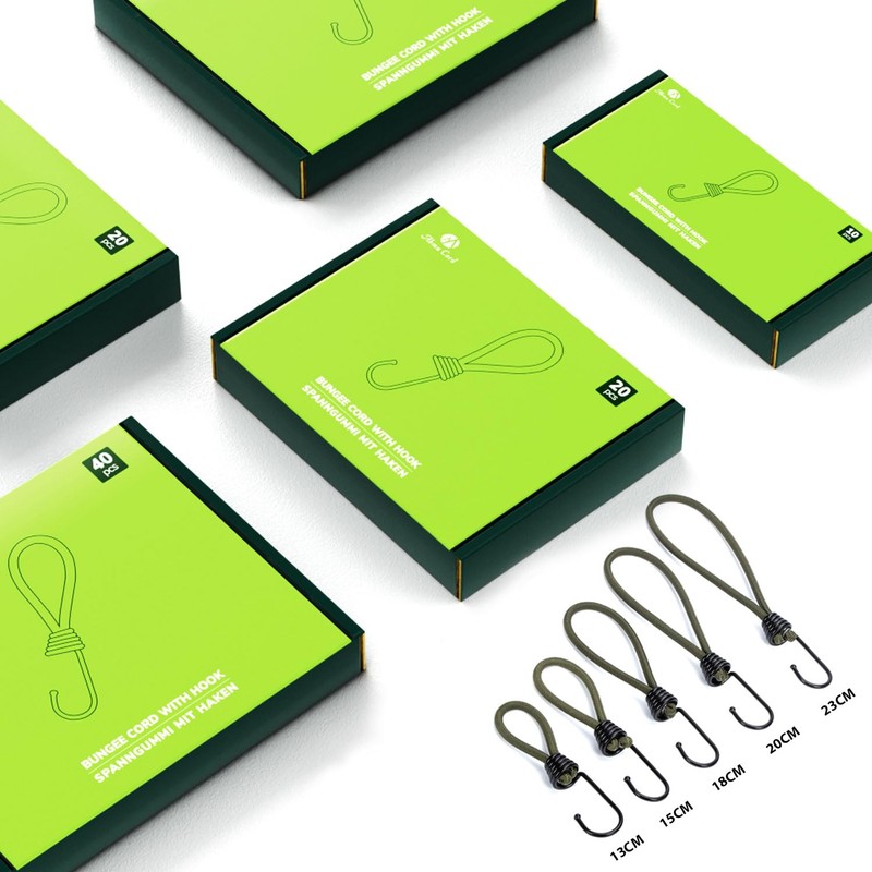 Abma Cord Bungee Cords with Hooks 15cm 20Pcs Small Bungee