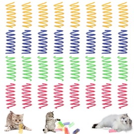 32 Stück Cat Spring Spielzeug, Kunststoff Spiralfedern, Bunte Katzenspielzeug Spirale Frühlingsspielzeug, Katzen Interaktives Spielzeug für Katze Kätzchen Haustiere Neuheit Geschenk (4 Farben)