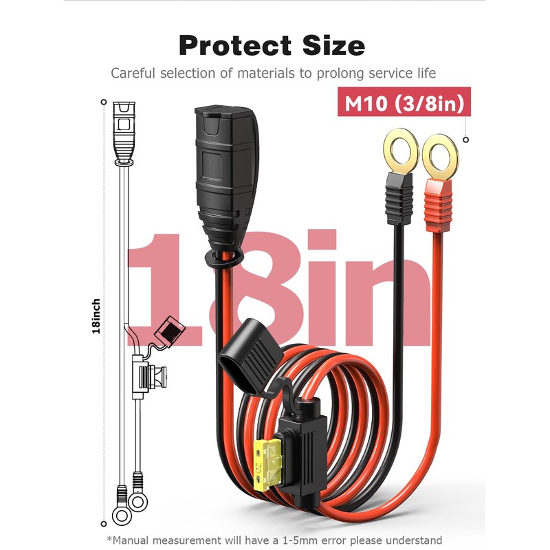 2 Pack M10 18inch Wires Harness Compatible with NOCO GC008