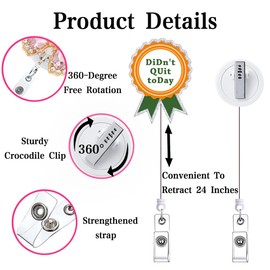 Funny Didn't Quit Today Badge Reel Retractable for Nurse Motivational Inspirational Encouraging Teacher Nursing Badge Holder Healthcare RN LPN CNA Medical Assistant Badge Clip ID Card Accessories