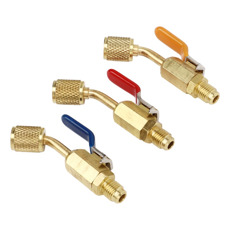 6PCS Refrigerant Angled Compact Ball Valve Fit for R410A R134A
