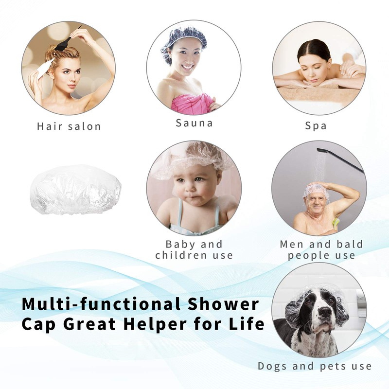Disposable Shower Caps 100 Pcs - Multi-Purpose Thickening Elastic Bath