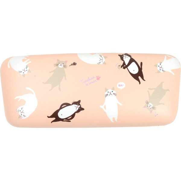 Friends Hill Glasses Case Nakayoshi Friends Pink with Glasses Wipe Size: 2.5 x 6.1 inches (6.3 x 15.5 cm)
