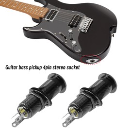 Be In Your Mind 2pcs 6.35mm Stereo Jack Socket with 4 Pin Guitar Bass 1/4" Jack Socket Cylinder Input/Output Jacks Guitar Accessories Copper Black