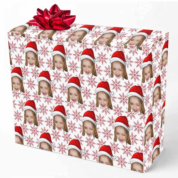 Enjoyyjl Personalized Christmas Wrapping Paper, Customized Photo Gift Wrap Paper