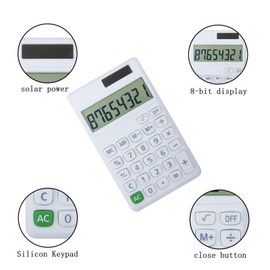Basic Standard Calculators Small Digital Desktop Calculator with 8-Digit LCD Display, Battery Solar Power Smart Calculator Children's School Adult Office Family Standard Functions (8 Bit White)
