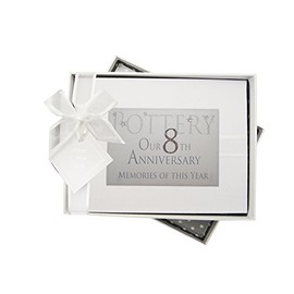 White Cotton Cards 8th Pottery Anniversary Memories of This Year, Small Album, Glitter & Words, Fabric, 16x20.5x4 cm