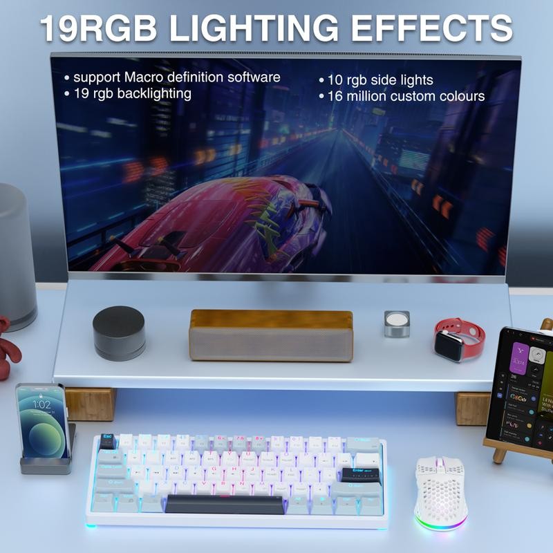 Solakaka SK961 Wireless Mechanical Keyboard 60 Percent Keyboard Tri-Mode Connection