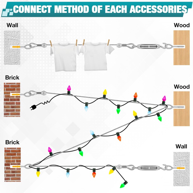 DIYLAND 3mm Drahtseil Edelstahl Set, 20m PVC-ummantelt Spanndraht Set mit