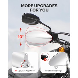 Benlari Stainless Steel Handguards, Larger Hand Guards Fit for Harley Sportster Touring Street Glide Road King Electra Glide 2007-2023 Fit for Hydraulic Clutch & Cable Clutch Style, Chrome