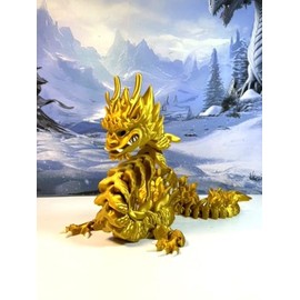 Generic 3D Printed Imperial Dragon, 27"" Articulated Gold Imperial Dragon, Fidget ADHD Autism Dragon Toy, Executive Desk Toy, 3D printed in The USA - ID-GOLD, Small