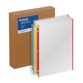 Oxford Sheet Protectors, Color Coded, Top Loading Sleeves, Page Protectors, 200/BX, Letter Size, Fits 3 Ring Binder, 5 Color Coded Edges, Clear Finish, Portrait Or Landscape Pages (89653)