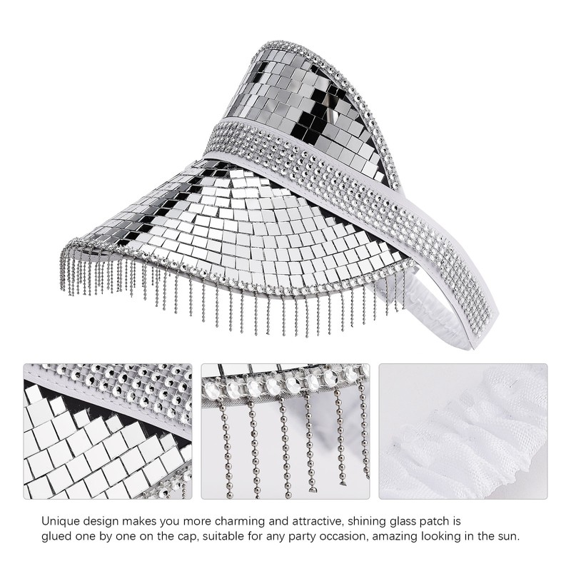 Glitter Mirror Sun Hat Silver For Summer Beach