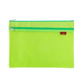 1 x A4 Document Bag Zip Bag Nylon Mesh Bag Waterproof Double Zip Envelope Folder Case Document Bag for Student Office Supplies Travel Bag, Green