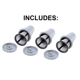 Reusable Grey 3 Part Coffee Filter with Basket Compatible with Keurig K-Cup brewers B40, B45, B50, B55, B60, B65, K40, K45, K50, K55, K60, K65, K70, B70, B71, B76, B77, B79, K75, K77, K79 (Pack of 3)