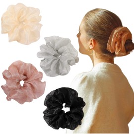 Oversized Scrunchies Jumbo Organza Scrunchies Large Chiffon Scrunchies Giant Scrunchies Big Hair Scrunchies for Women and Girls