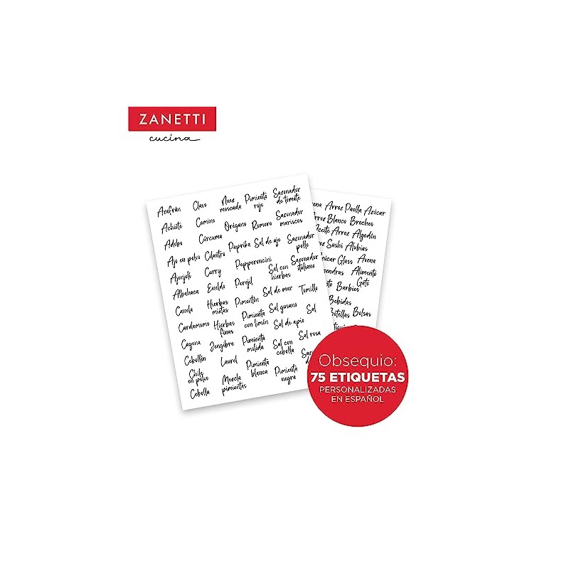 Zanetti - Juego de 5 Recipientes Herméticos de Cristal con