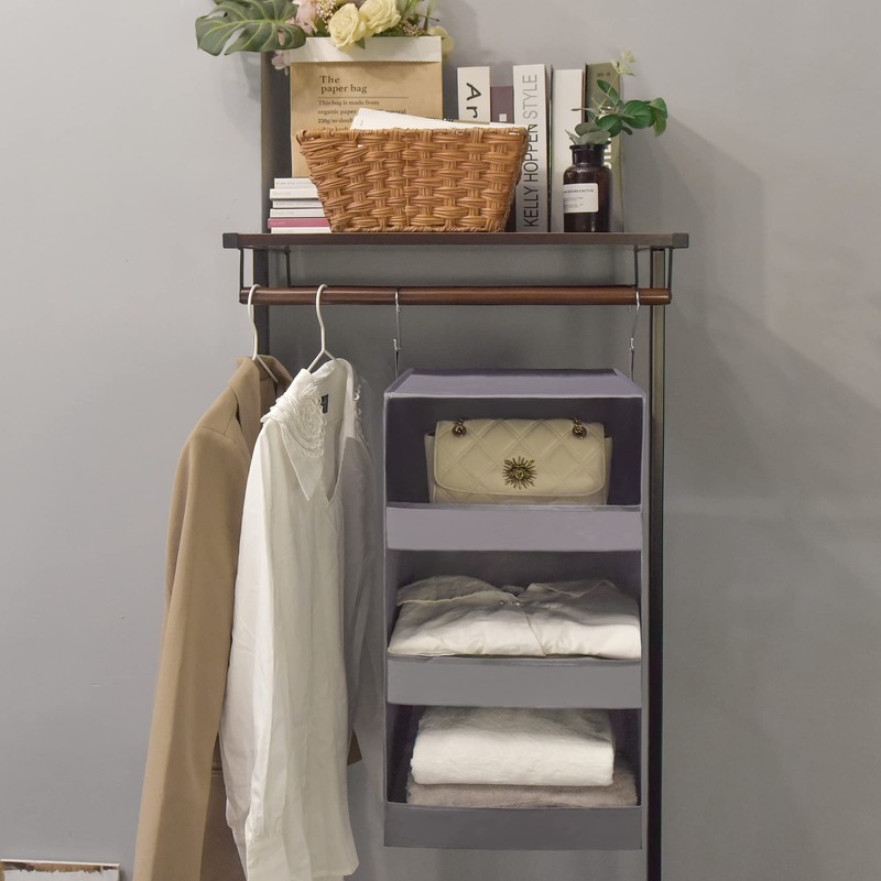 GRANNY SAYS 3-Shelf Closet Organizers and Storage, Foldable Hanging Closet
