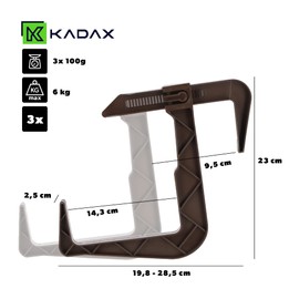 KADAX Flower Box Bracket, No Drilling, Balcony Box Holder Set, Adjustable Hooks and Holders for Flower Box, Flower Box Holder for Balcony and Windowsill (3 Pieces, Brown)