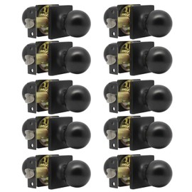 Gobrico Matte Black Doorknobs with Square Rosette/Round Interior Door Locks 10 Pack/Passage Door Knobs for Hallway Closet Pantry/Black Door Handles No Locking