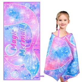 MaciRept Microfiber Beach Towel Sand Free Travel Pool Towel for Adults Mermaid Beach Blanket Thin Quick Dry Super Absorbent Oversized Large Lightweight Towels for Travel