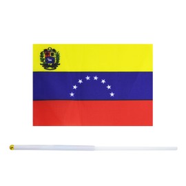 Paquete de 25 banderas pequeñas de mano con bandera de Venezuela de Venezuela, banderas redondas de país nacional, suministros de decoración de fiesta para desfiles, Copa del Mundo, eventos de festivales, festival internacional