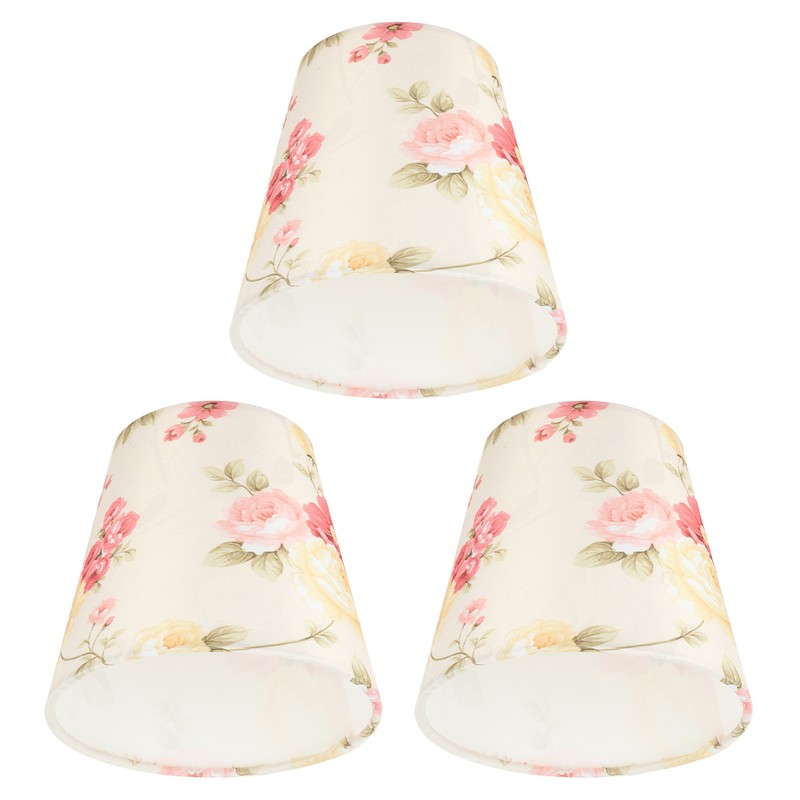 Cloth Lamp Shade Flower Pattern Clip On Bulb Lampshade for