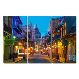 TUMOVO New Orleans USA Pictures for Living Room Neon Street Wall Art Prints on Canvas Painting Modern Artwork Wall Decor for Bedroom Office Pub Bar Bathroom Decor Ready to Hang, 42" Wx28 H