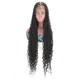 BEART 36 Inch Long Boho Braids Lace Front Wig DockLocs Style - Triangle Part Synthetic Full Lace Wig Pre-Plucked Hairline & Baby Hair for Black Women