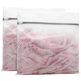 Muchfun 2Pcs Durable Honeycomb Mesh Laundry Bags for Delicates 24 x 24 Inches (2 XX-Large)