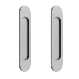 MOROBOR Self-Stick Oval Sliding Door Pulls, 2pcs Matte Gray Aluminum Alloy Flush Pull Punch-Free Handle for Sliding Barn Door Windows Cabinets/18cm