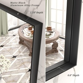 CHARMOR 44x36 Inch Black Metal Framed Wall Mirror for Wall, Matte Black Rectangle Mirror, Bathroom Vanity Mirror with Square Corner, Shatterproof, Anti-Rust (Horizontal/Vertical)