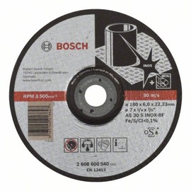Bosch 2608600540 Grinding Disc for Stainless Steel, Black, 180 x 6 mm