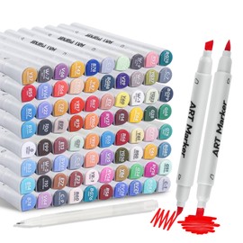 Alcohol Markers Brush Tip, 80 Colors Double Tipped Art Marker Set professional soft nib for Kids and Adult Coloring Books, Journaling, Note Taking, Calligraphy, Drawing, Art Supplies Kit, Brush Chisel